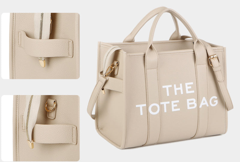 Tote Bags- Trendy Beige Leather Shoulder Bag – The Tote Bag- - IndioGear Women Clothing