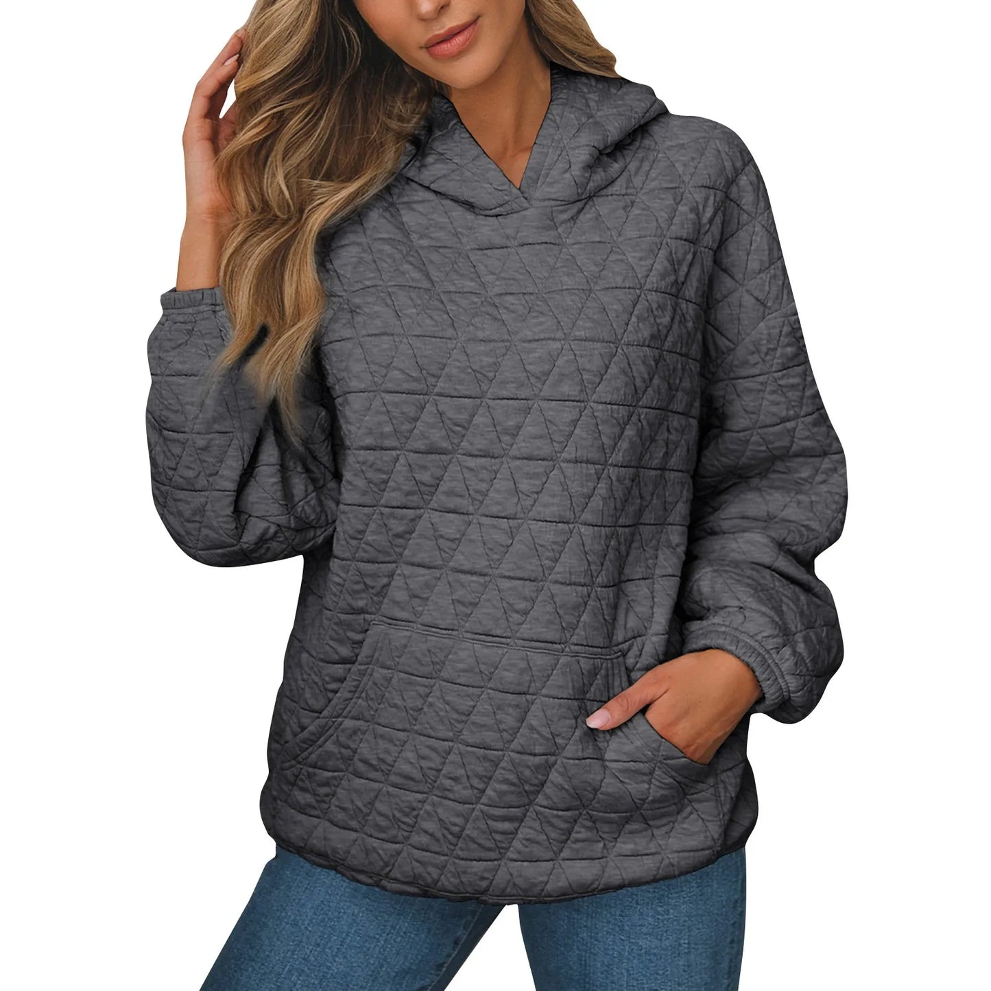 Sweatshirts- Sweatshirt Quilted Hoodie Kangaroo Pouch- - IndioGear.com