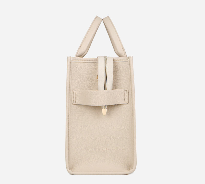 Tote Bags- Trendy Beige Leather Shoulder Bag – The Tote Bag- - IndioGear Women Clothing