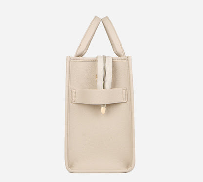 Tote Bags- Trendy Beige Leather Shoulder Bag – The Tote Bag- - IndioGear Women Clothing