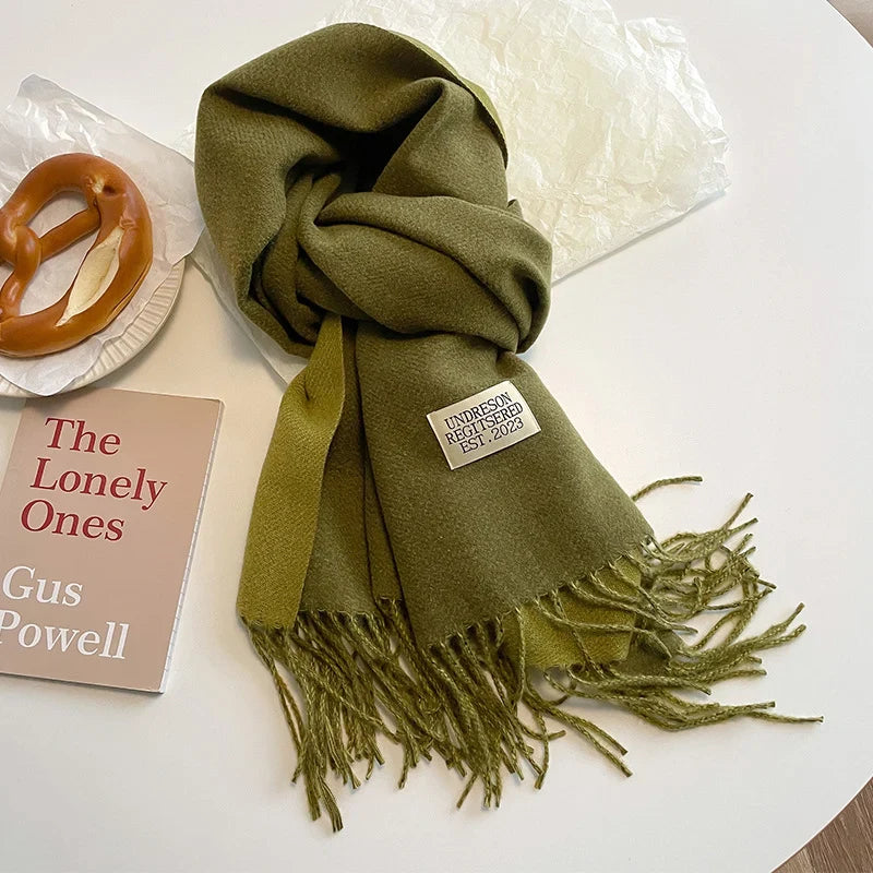 Scarfs- Faux Cashmere Pashmina Scarves Soft Scarf- Olive Green- IndioGear.com