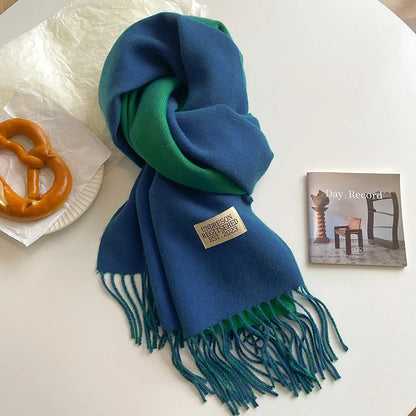 Scarfs- Faux Cashmere Pashmina Scarves Soft Scarf- Blue Green- IndioGear.com