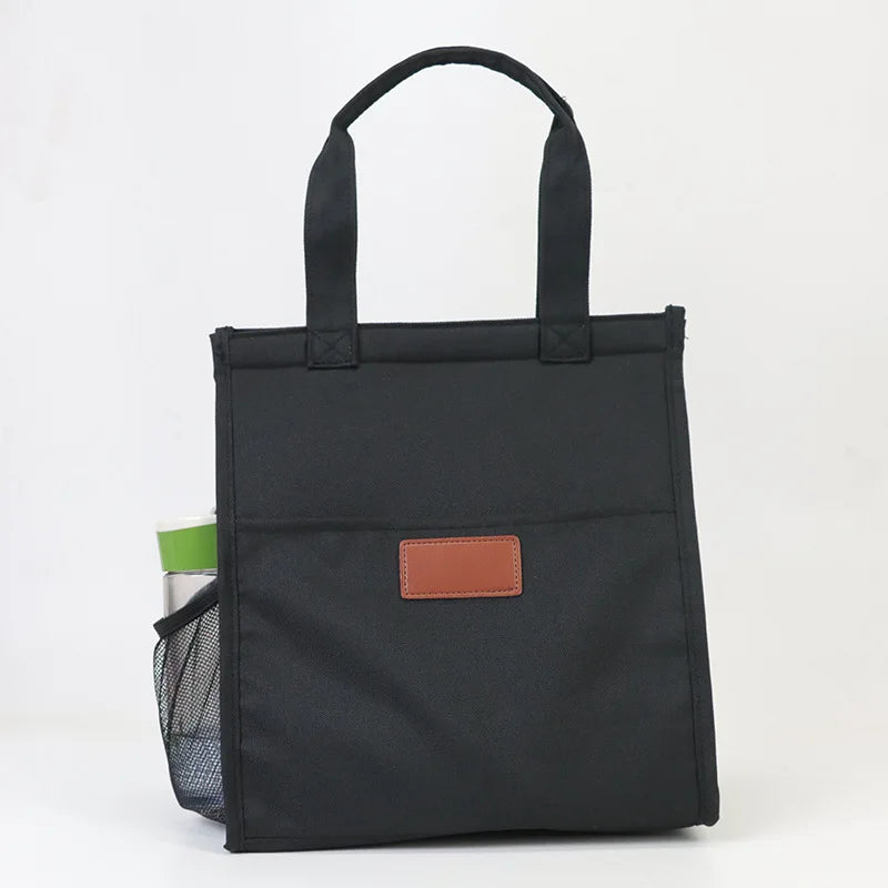 Insulated Tote Bags- UrbanEase Chic Insulated Lunch Tote- Black- IndioGear Women Clothing