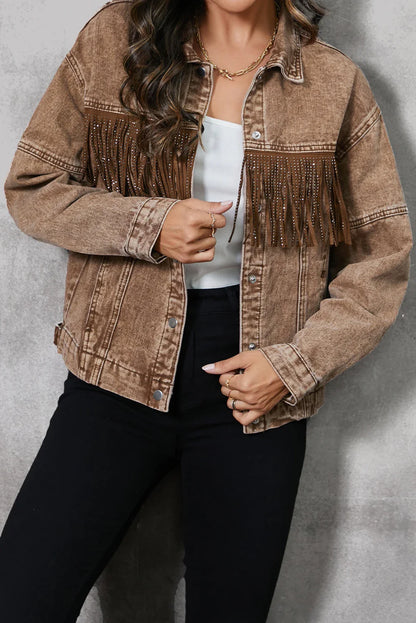 Denim Jackets- Retro Denim Women Jacket Autumn Winter Frills- - IndioGear.com