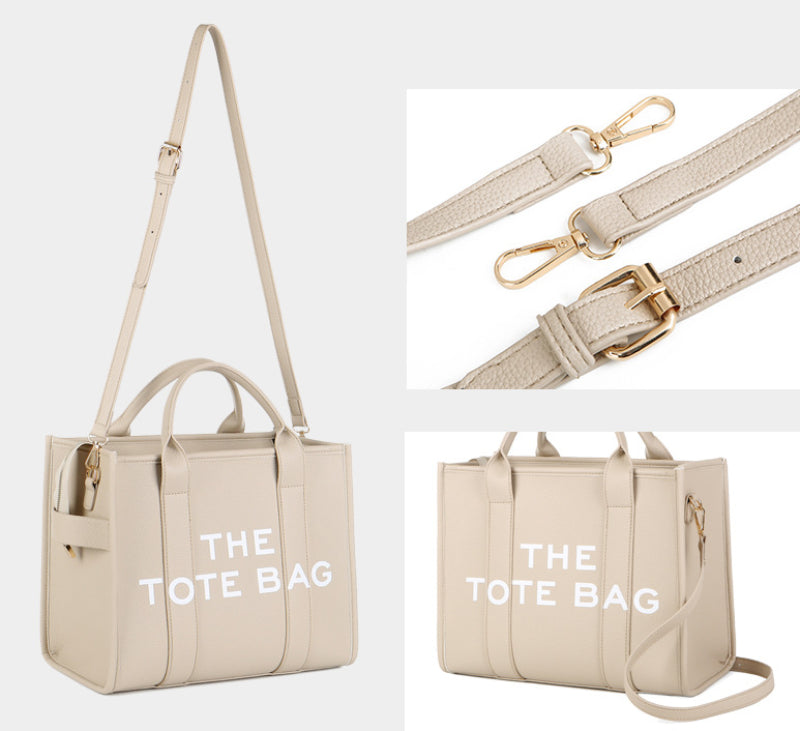 Tote Bags- Trendy Beige Leather Shoulder Bag – The Tote Bag- - IndioGear Women Clothing