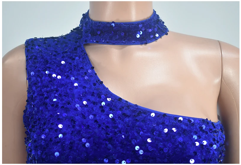 Sequin Mini Dress- Royal Blue Sequin Bodycon Mini Dress – for Night Out & Cocktail Parties- - IndioGear.com