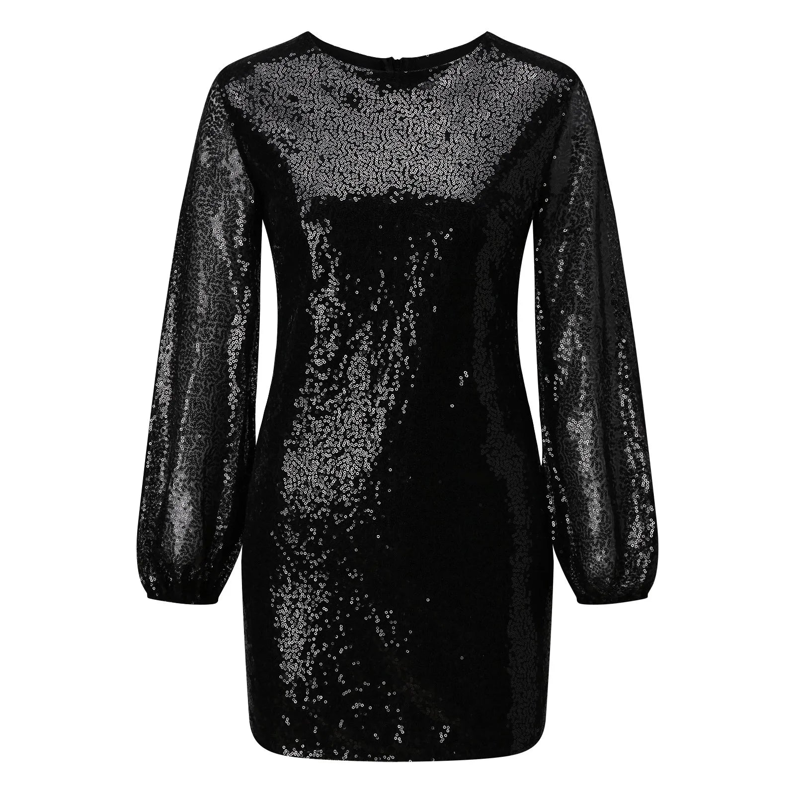 Sequin Mini Dress- Sequin Lantern Sleeve Mini Dress - Event Ready- - IndioGear.com