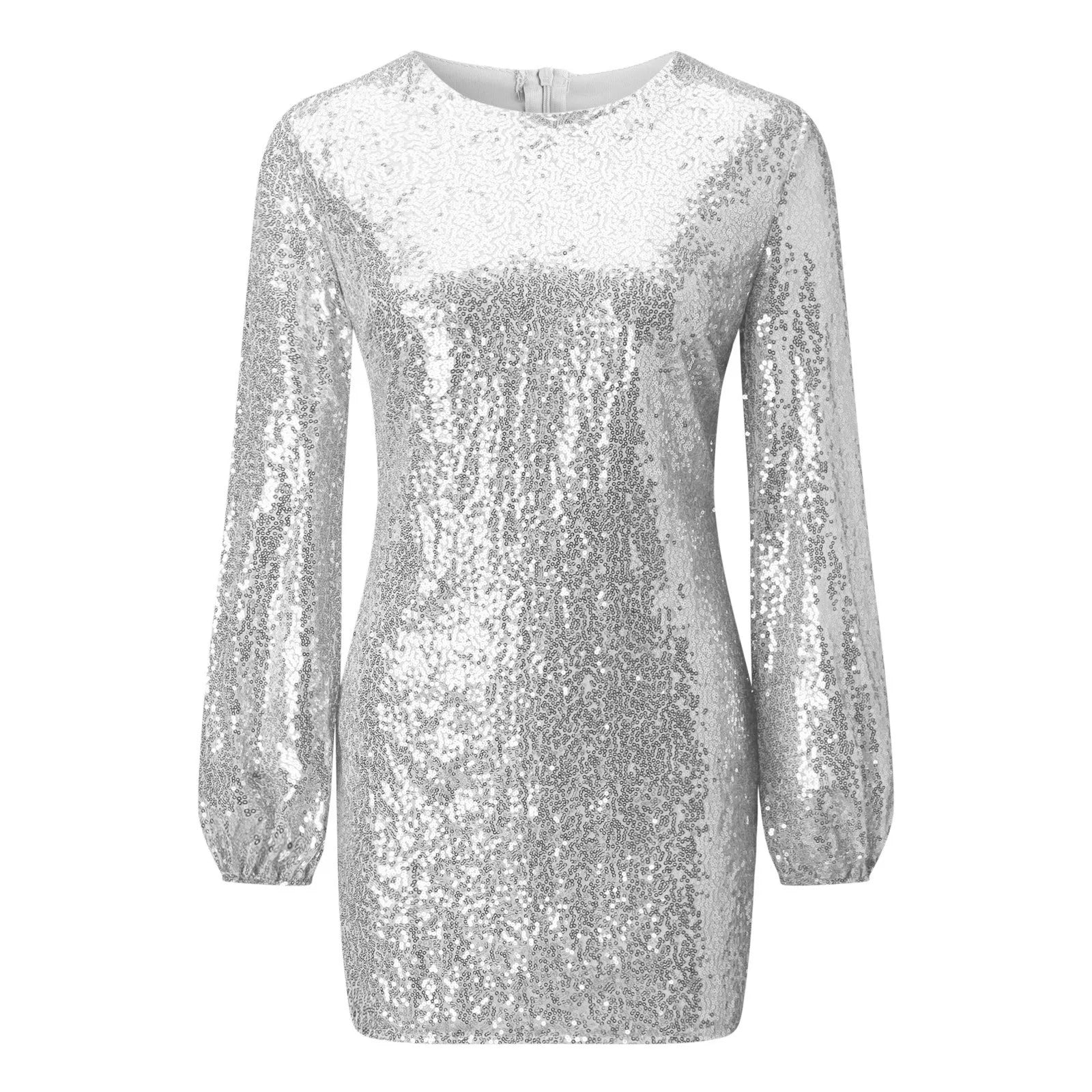 Sequin Mini Dress- Sequin Lantern Sleeve Mini Dress - Event Ready- - IndioGear.com