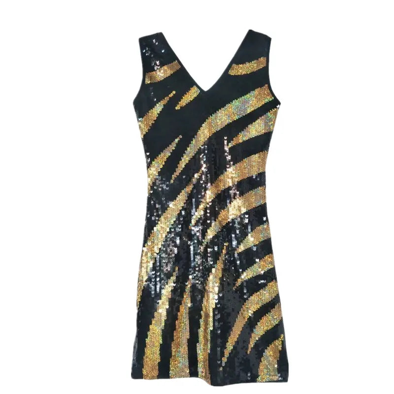 Sequin Mini Dress- Stunning Gatsby Sequin Night Out Bodycon Mini Dress- - IndioGear Women Clothing