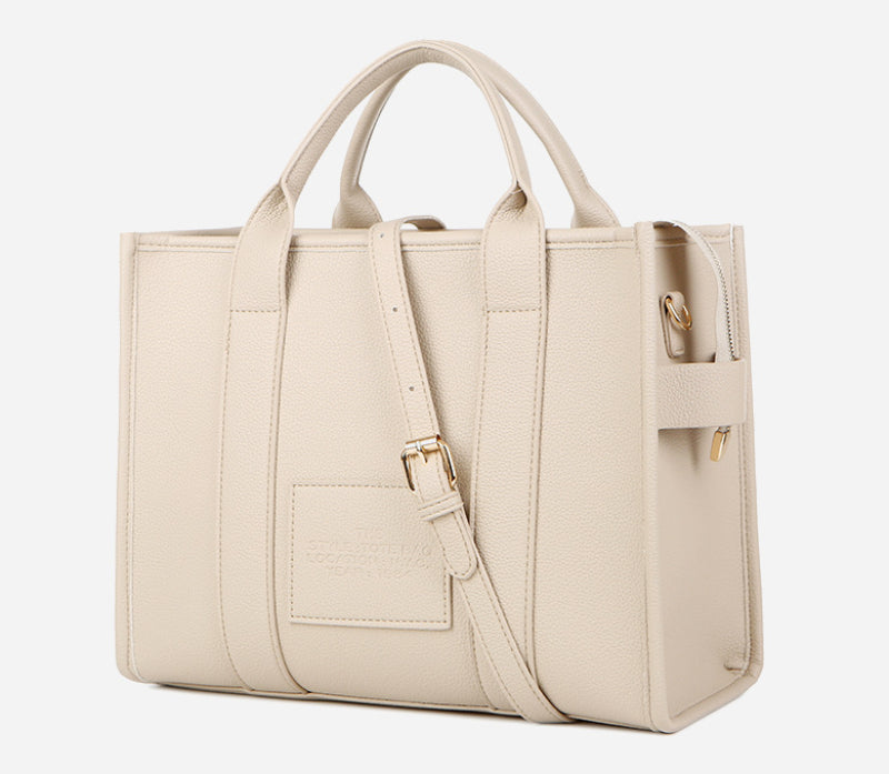 Tote Bags- Trendy Beige Leather Shoulder Bag – The Tote Bag- - IndioGear Women Clothing