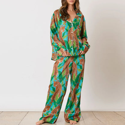 Pajamas- Fall Multicolor Pajamas Nightwear 2 Piece Pants and Shirt- - IndioGear Women Clothing