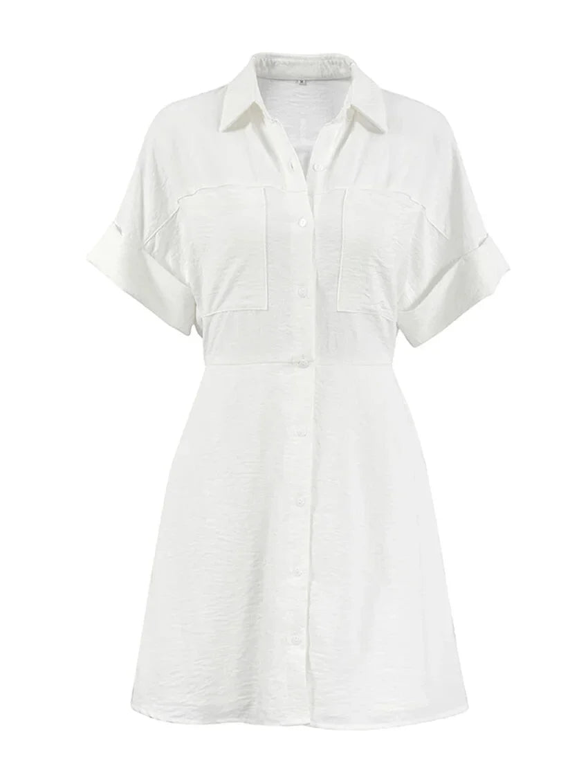 Shirt Dresses- Women Office Summer Shirt Dress- - IndioGear.com