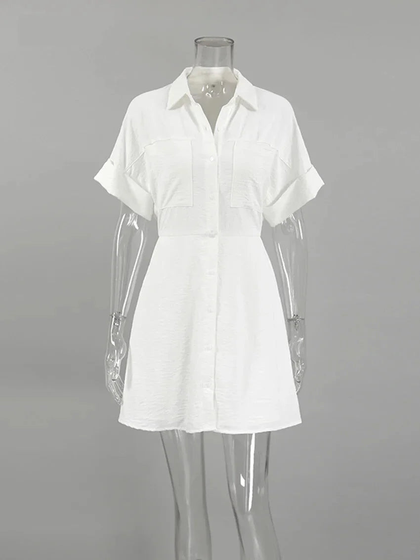 Shirt Dresses- Women Office Summer Shirt Dress- - IndioGear.com