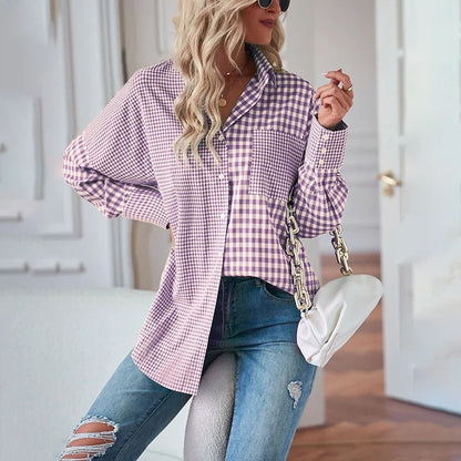 Shirts- Checkmate Casual Plaid Shirt- Light Purple- IndioGear.com