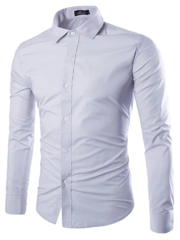 Shirts- Collared Classics Long Sleeve Shirt for Men- Misty grey- IndioGear.com