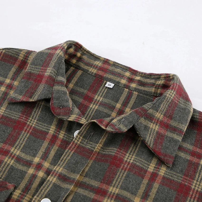 Shirts- Essential Autumn Layer Cozy Plaid Tartan Shirt for Women- - Chuzko Women Clothing