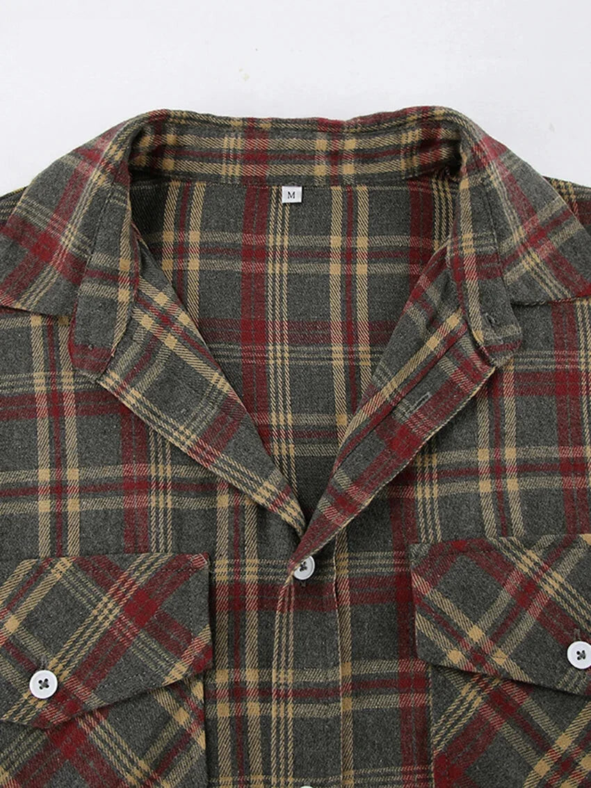 Shirts- Essential Autumn Layer Cozy Plaid Tartan Shirt for Women- - Chuzko Women Clothing