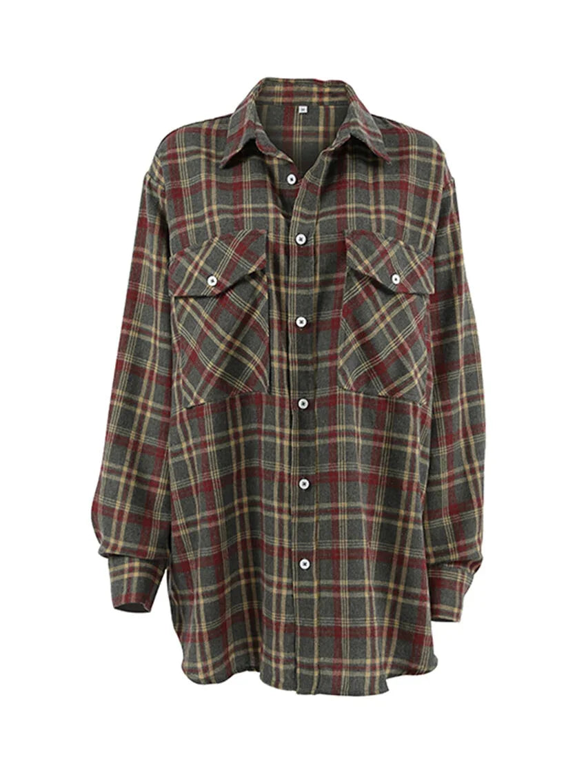 Shirts- Essential Autumn Layer Cozy Plaid Tartan Shirt for Women- - Chuzko Women Clothing