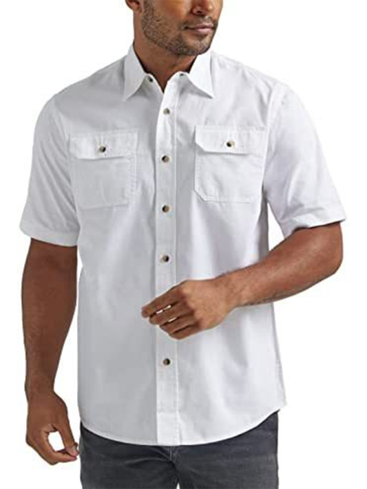 Shirts- Men's Solid Flap Shirt for Every Occasion- White- IndioGear.com