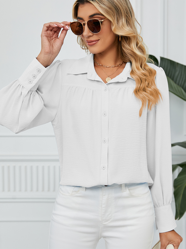 Shirts- Office-to-Evening Blouse Structured Drape Shirt- - IndioGear.com