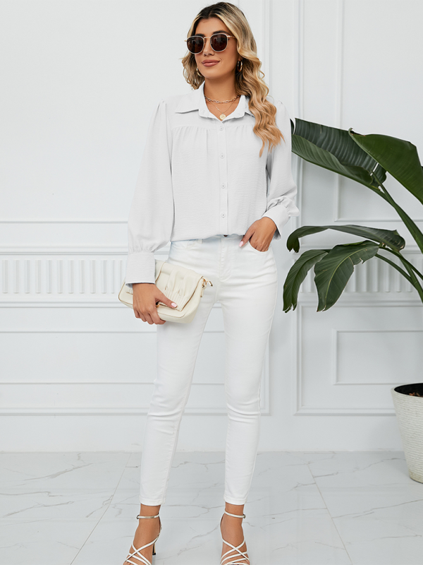 Shirts- Office-to-Evening Blouse Structured Drape Shirt- - IndioGear.com