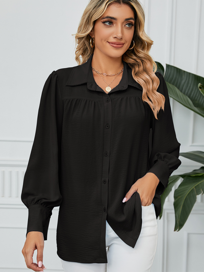 Shirts- Office-to-Evening Blouse Structured Drape Shirt- - IndioGear.com