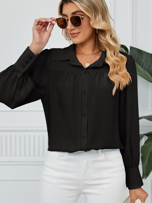 Shirts- Office-to-Evening Blouse Structured Drape Shirt- - IndioGear.com