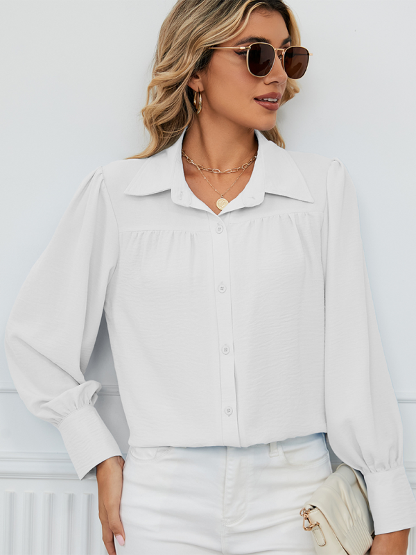 Shirts- Office-to-Evening Blouse Structured Drape Shirt- - IndioGear.com