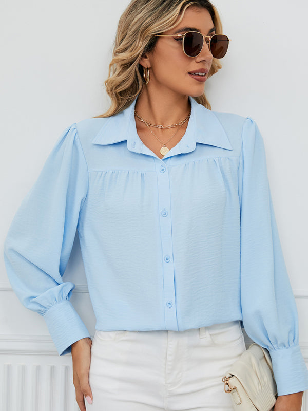 Shirts- Office-to-Evening Blouse Structured Drape Shirt- - IndioGear.com