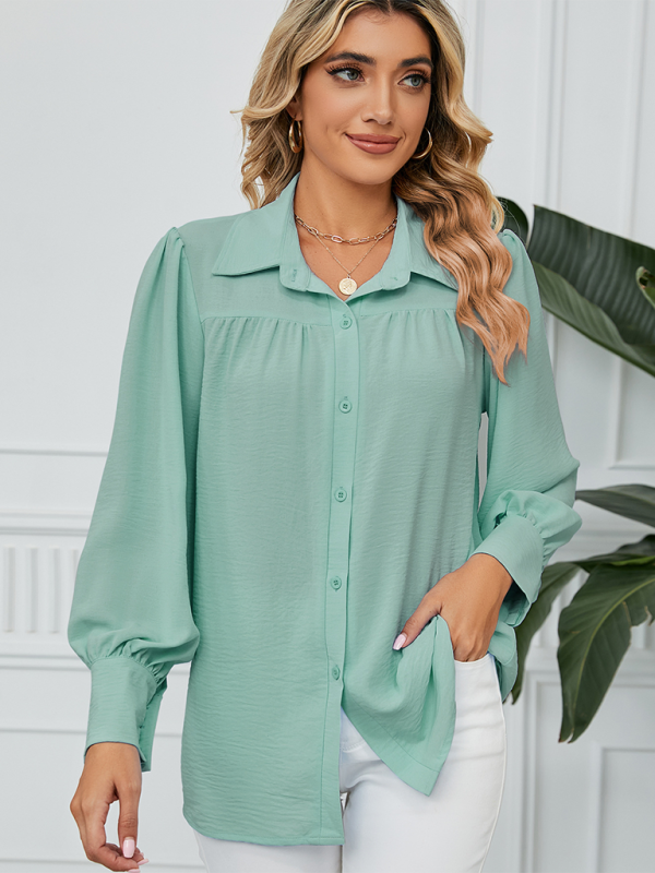 Shirts- Office-to-Evening Blouse Structured Drape Shirt- - IndioGear.com