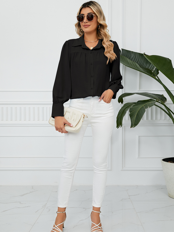 Shirts- Office-to-Evening Blouse Structured Drape Shirt- - IndioGear.com