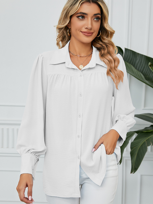 Shirts- Office-to-Evening Blouse Structured Drape Shirt- White- IndioGear.com