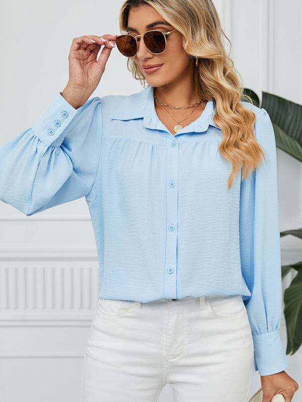 Shirts- Office-to-Evening Blouse Structured Drape Shirt- - IndioGear.com