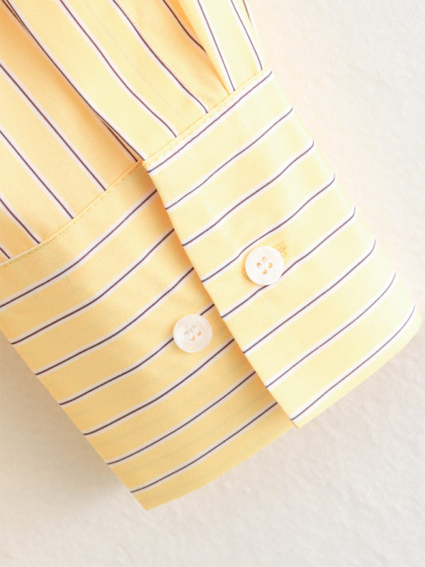 Shirts- Oversized Yellow Blouse Women Striped Shirt with Long Sleeves- - IndioGear.com