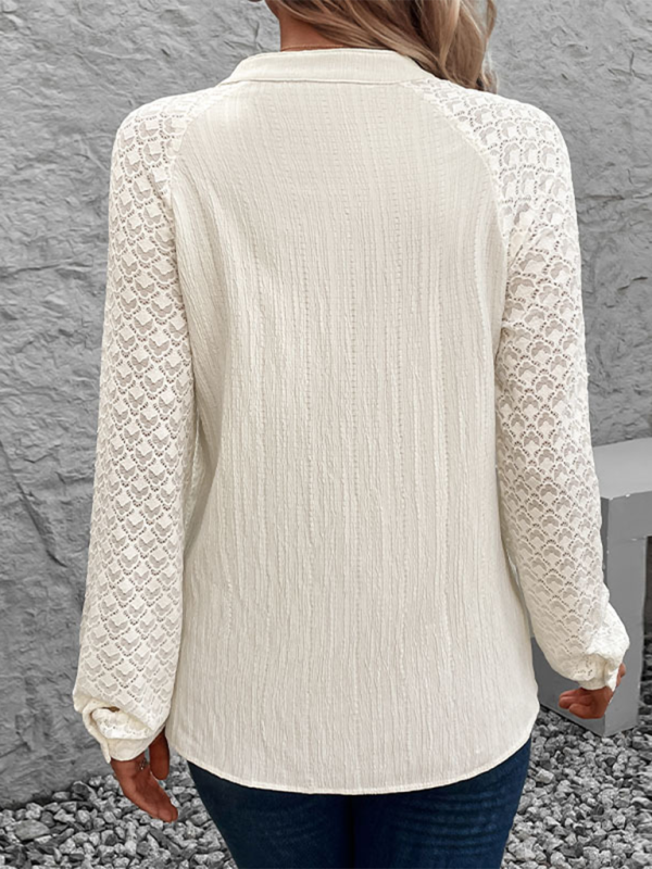 Shirts- The Lace Sleeve Blouse for Women- - IndioGear.com