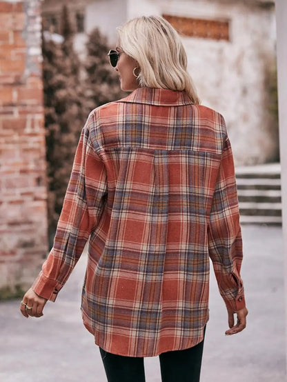 Shirts- Women Classic Plaid Shirt for Casual Fridays- - Chuzko Women Clothing