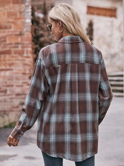 Shirts- Women Classic Plaid Shirt for Casual Fridays- - Chuzko Women Clothing