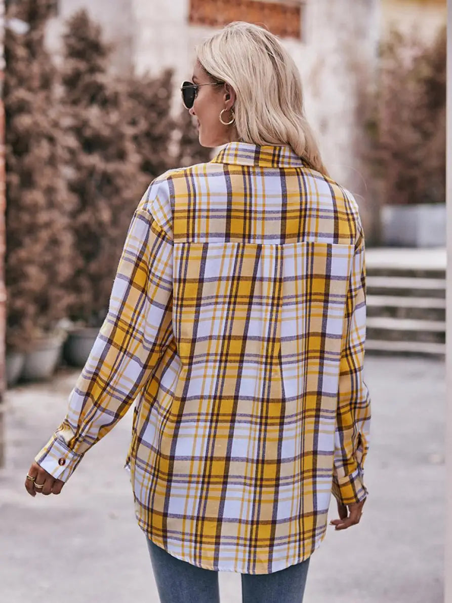 Shirts- Women Classic Plaid Shirt for Casual Fridays- - Chuzko Women Clothing