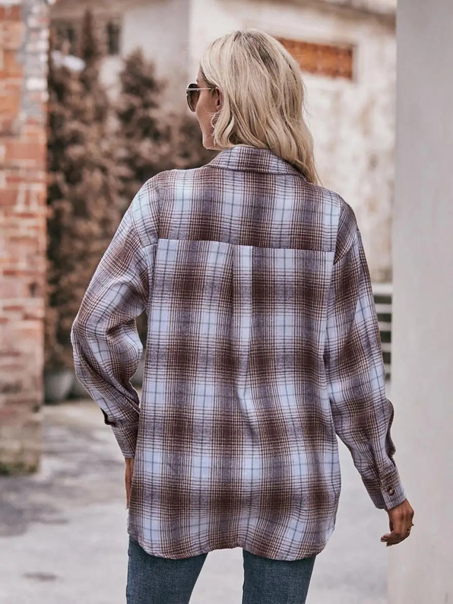 Shirts- Women Classic Plaid Shirt for Casual Fridays- - Chuzko Women Clothing