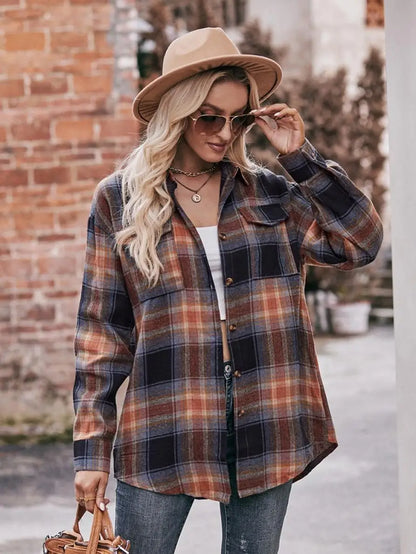 Shirts- Women Classic Plaid Shirt for Casual Fridays- - Chuzko Women Clothing