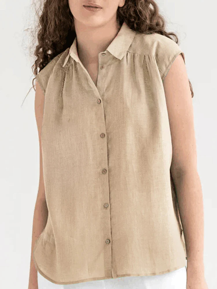 Shirts- Women's Textured Button-Up Shirt with Cap Sleeves for Women- - IndioGear.com