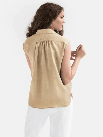 Shirts- Women's Textured Button-Up Shirt with Cap Sleeves for Women- - IndioGear.com