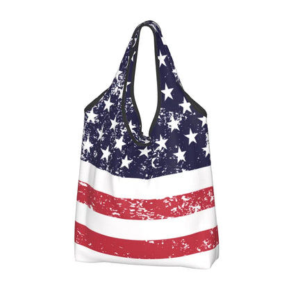 Shopping Bags- Shopping Bag for Every Patriotic Event - American Flag Handbag- American Flag Print 2- IndioGear Fashion and Gear