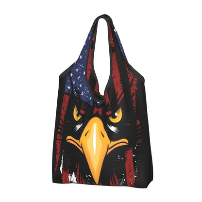 Shopping Bags- Shopping Bag for Every Patriotic Event - American Flag Handbag- Black- IndioGear Fashion and Gear