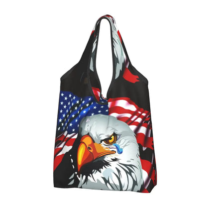 Shopping Bags- Shopping Bag for Every Patriotic Event - American Flag Handbag- Blue- IndioGear Fashion and Gear