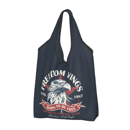 Shopping Bags- Shopping Bag for Every Patriotic Event - American Flag Handbag- Dark Gray- IndioGear Fashion and Gear