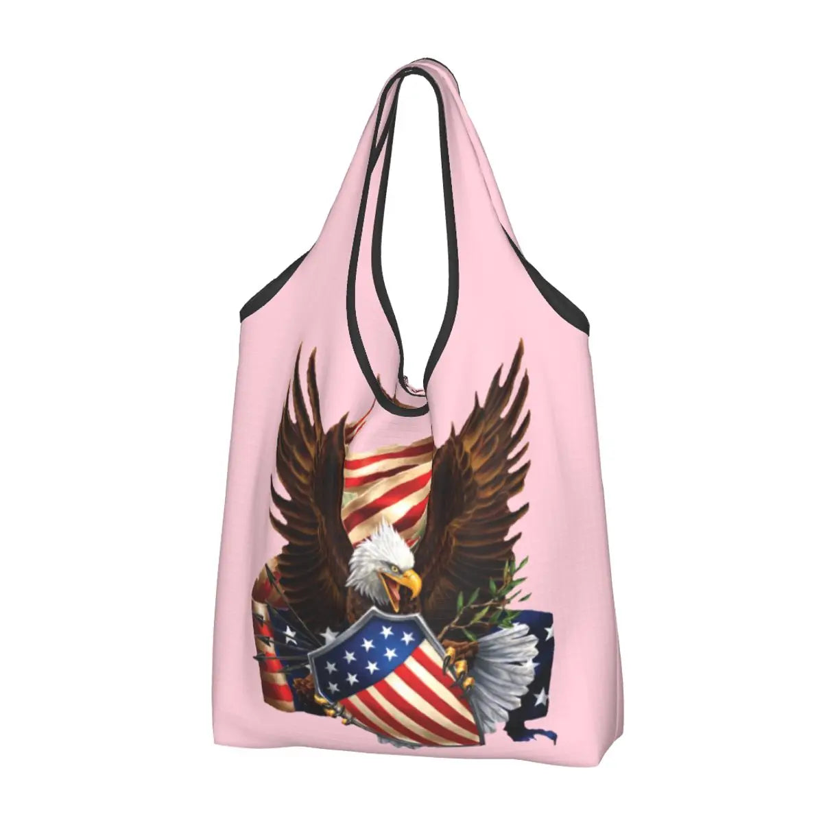 Shopping Bags- Shopping Bag for Every Patriotic Event - American Flag Handbag- Pink- IndioGear Fashion and Gear