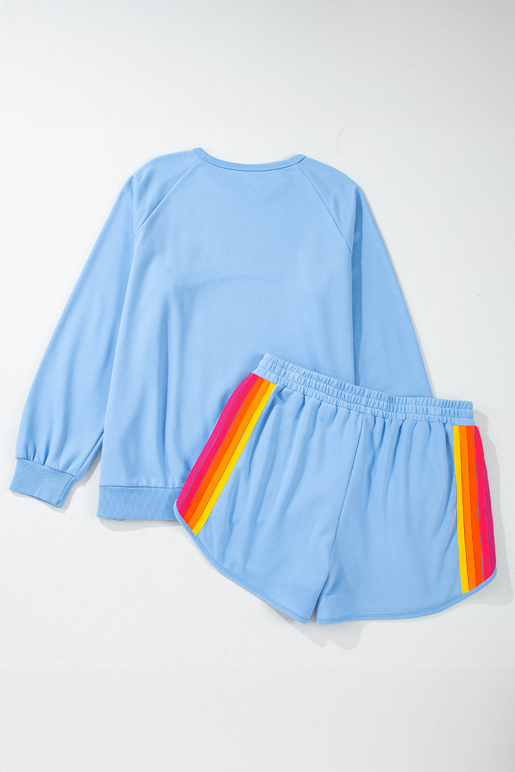 Short Sets- Striped Cotton Lounge Set Pullover & Shorts- - IndioGear Women Clothing