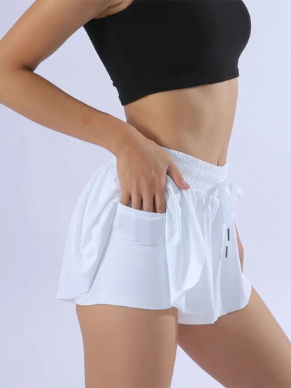 Shorts- Athletic Skirt with Built-In Shorts- White- IndioGear.com