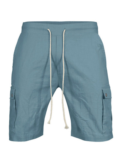 Shorts- Men’s Cotton Cargo Shorts with Multi-Pockets- Clear blue- IndioGear Fashion and Gear